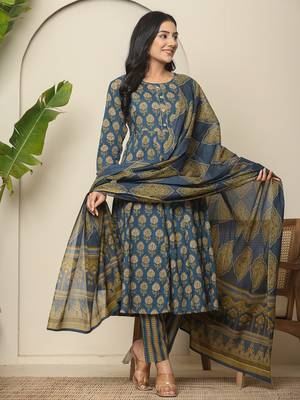  blue pure cotton maternity kurta set with dupatta 2