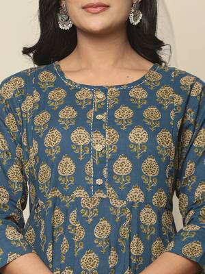  blue pure cotton maternity kurta set with dupatta 4