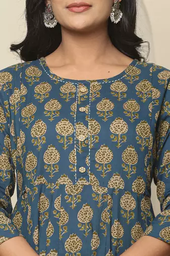  blue pure cotton maternity kurta set with dupatta