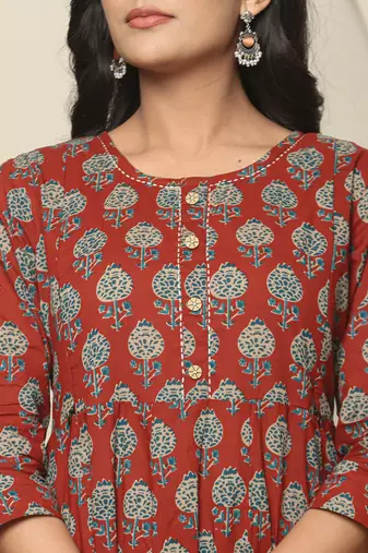  red pure cotton maternity kurta set with dupatta