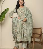 green  pure cotton  maternity kurta set with pant & dupatta