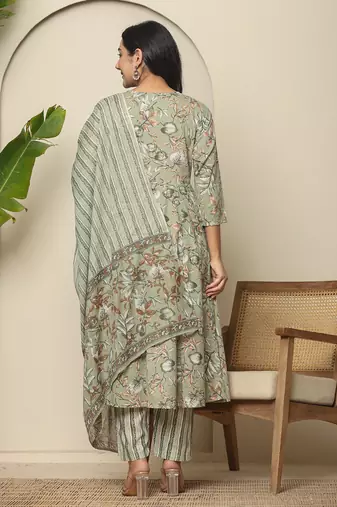 green  pure cotton  maternity kurta set with pant & dupatta