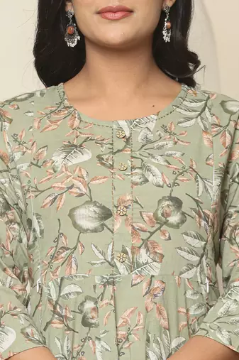green  pure cotton  maternity kurta set with pant & dupatta