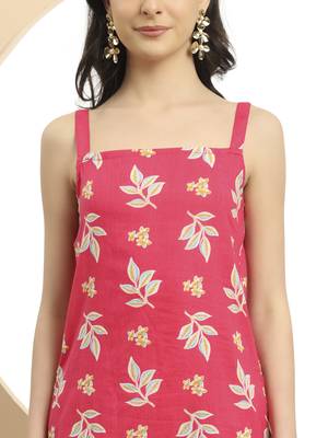  pink cotton sleeveless kurta palazzo dupatta set 4