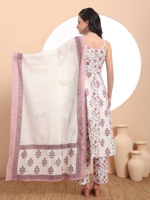  white pure cotton anarkali kurta set with dupatta 3