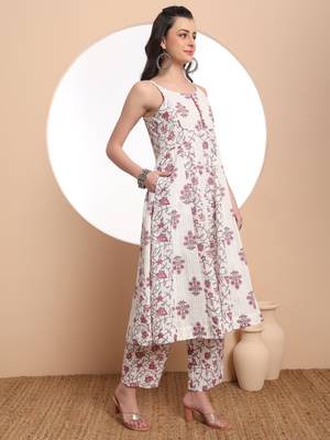  white pure cotton anarkali kurta set with dupatta 5