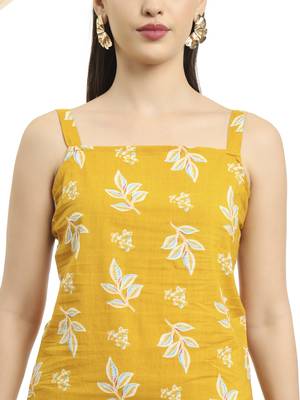  mustard cotton sleeveless kurta palazzo dupatta set 4