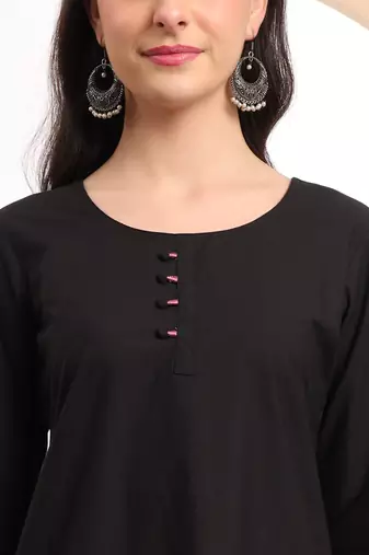  black embroidered straight kurta trouser dupatta set