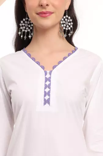  white chikankari lace work straight kurta trouser dupatta set