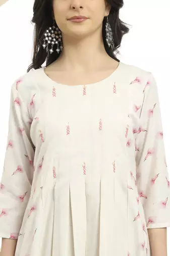  white linen cotton a-line kurta dupatta set