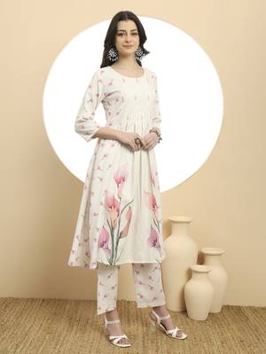  white linen cotton a-line kurta dupatta set 5