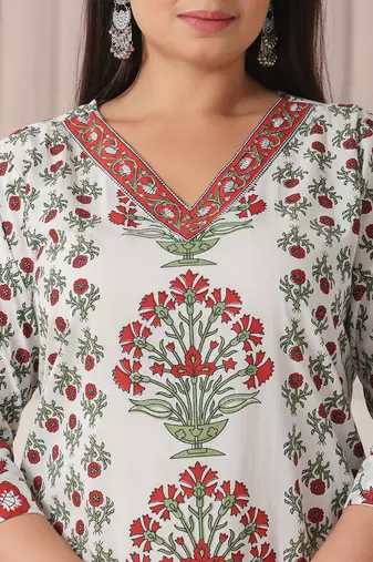 white and green cotton,sequins work plus size straight kurta pant dupatta set