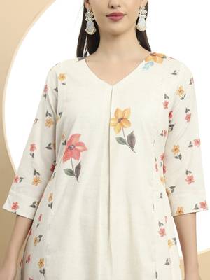  linen cotton white a line kurta dupatta pant set 4