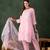 Women's baby pink roman silk kurta set