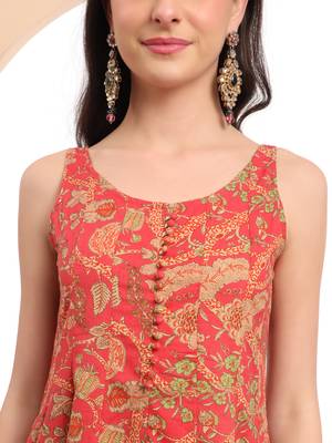  red cotton sleeveless anarkali kurta dupatta set 4