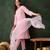 Women's baby pink roman silk kurta set