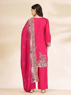  pink silk straight kurta with palazzo dupatta set 3