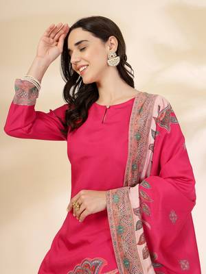  pink silk straight kurta with palazzo dupatta set 5