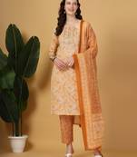 peach pure cotton kurta dupatta pant set