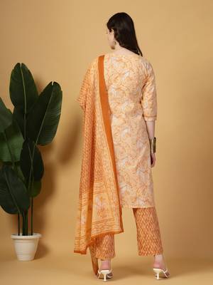 peach pure cotton kurta dupatta pant set 3