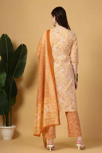 peach pure cotton kurta dupatta pant set