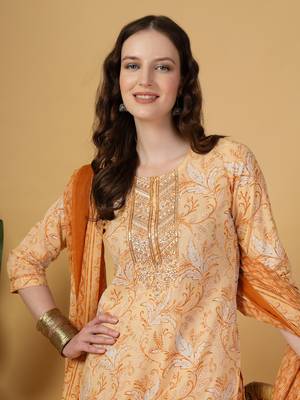 peach pure cotton kurta dupatta pant set 4