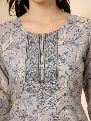 grey pure cotton anarkali dupatta pant set 4