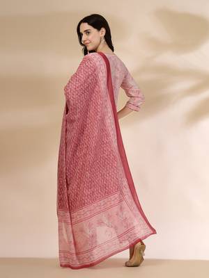 pink pure cotton anarkali dupatta pant set 3