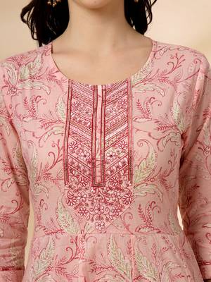 pink pure cotton anarkali dupatta pant set 4