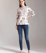 floral print pure cotton pin tuck top