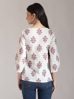 floral print pure cotton pin tuck top 3