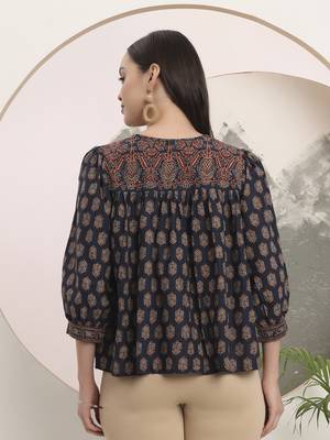 navy blue cotton peplum top 3