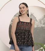 black cotton strappy top