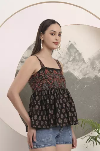 black cotton strappy top