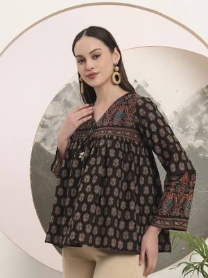 black pure cotton tie up peplum top 2