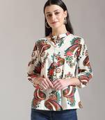 cream pure cotton paisley peplum top