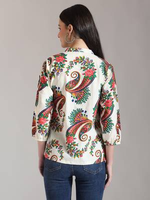 cream pure cotton paisley peplum top 3
