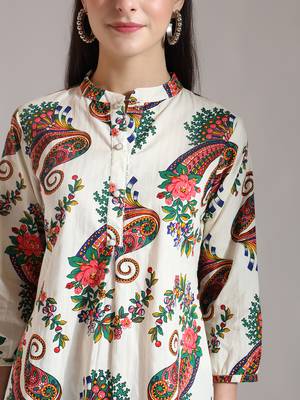 cream pure cotton paisley peplum top 4