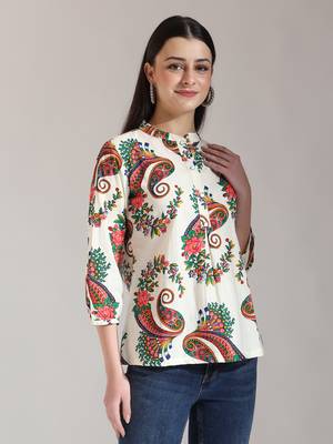 cream pure cotton paisley peplum top 5