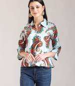sky blue pure cotton paisley peplum top