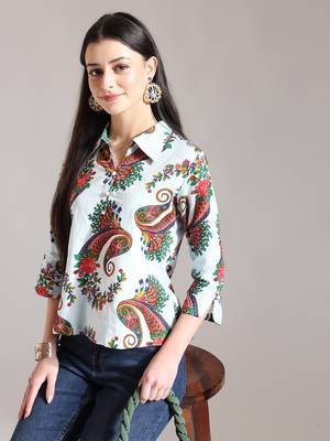 sky blue pure cotton paisley peplum top 5