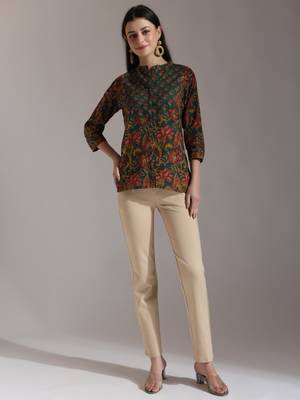 green pure cotton shirt style top 1