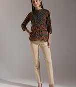 green pure cotton shirt style top