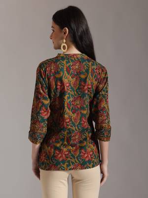 green pure cotton shirt style top 3
