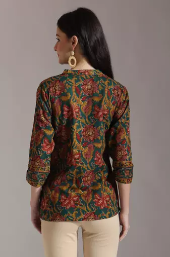 green pure cotton shirt style top