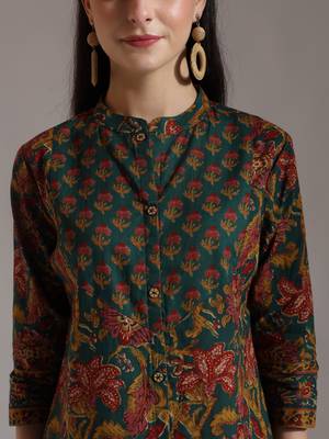 green pure cotton shirt style top 4