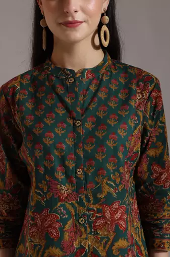 green pure cotton shirt style top