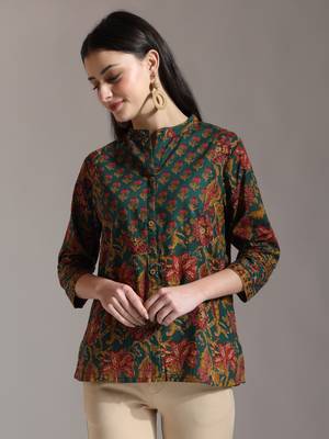 green pure cotton shirt style top 5