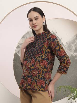 navy blue pure cotton shirt style top 2
