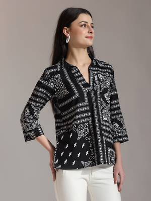 black pure cotton boho printed top 2